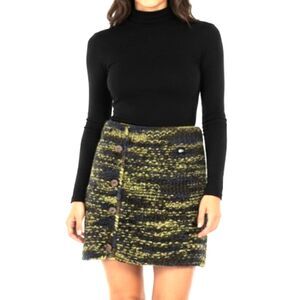 EVEREST Skirt 100% WOOL HANDMADE Lined Black/Green/Blue Super Soft Women Large